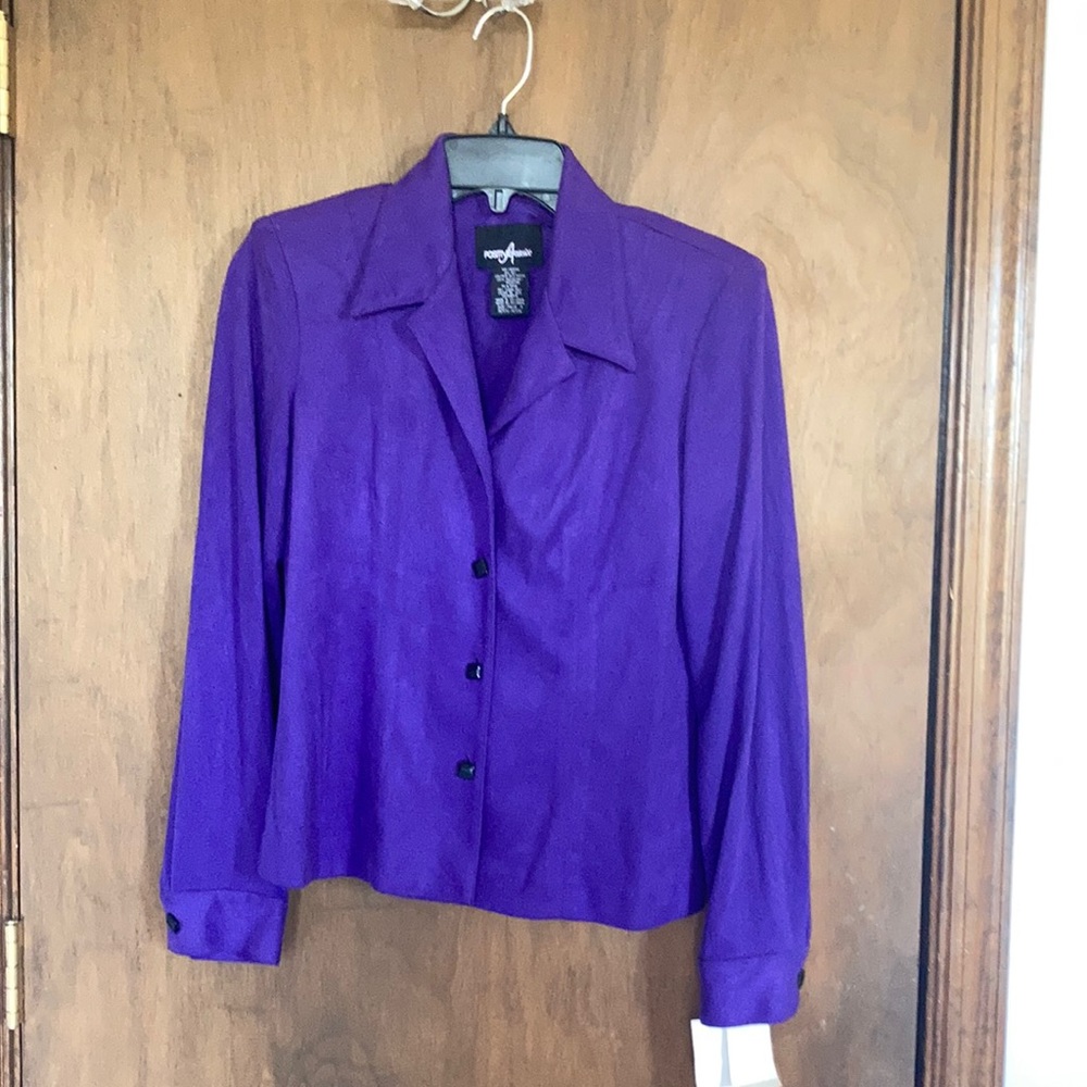 Vintage purple office jacket with shoulder pads petite